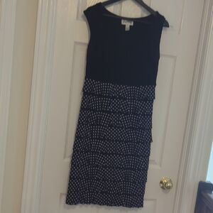 Joseph Ribkoff Black and mauve Polka Dot Midi Dress
